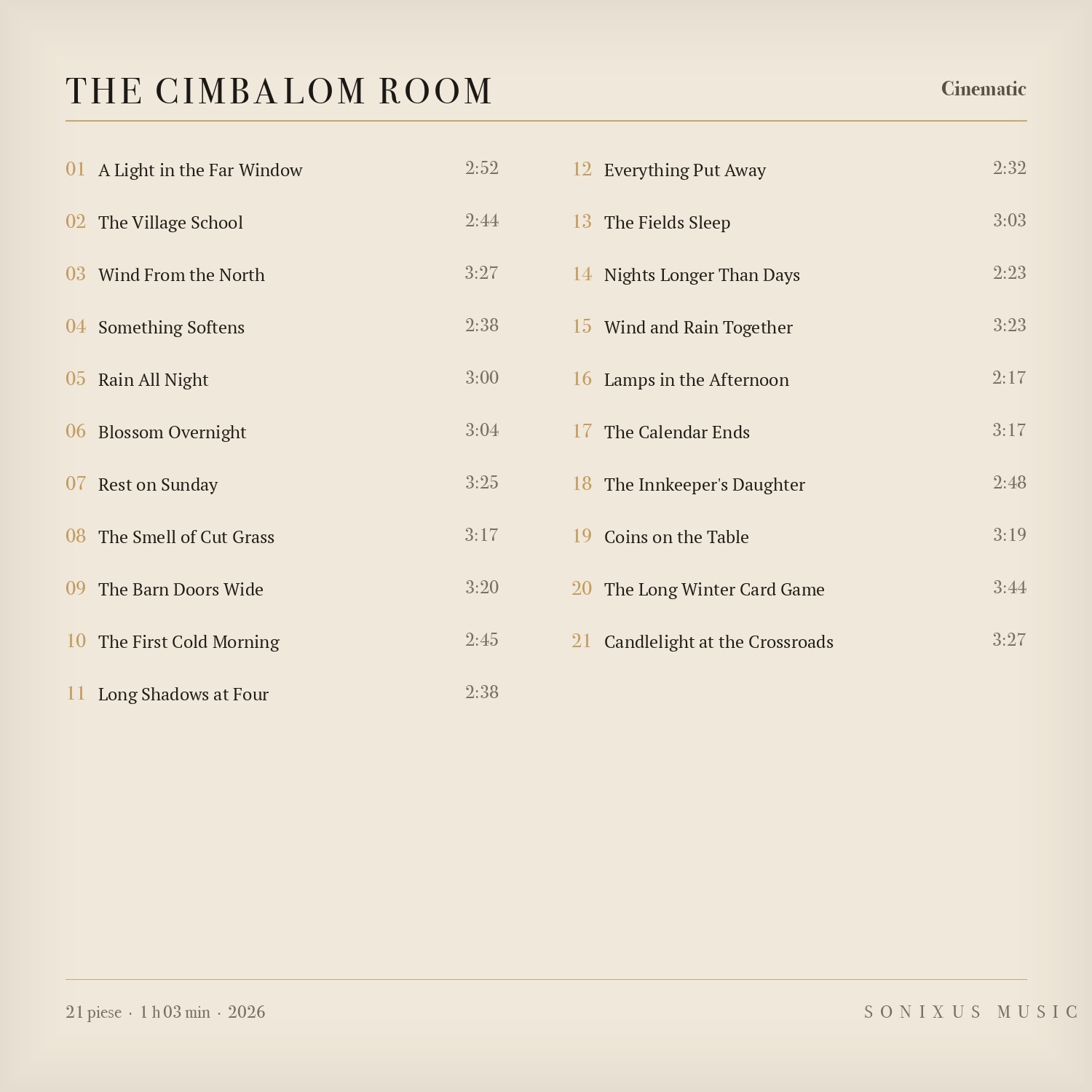 The Cimbalom Room — tracklist