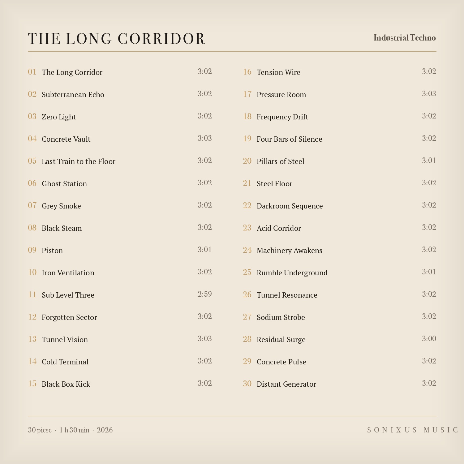 The Long Corridor — tracklist
