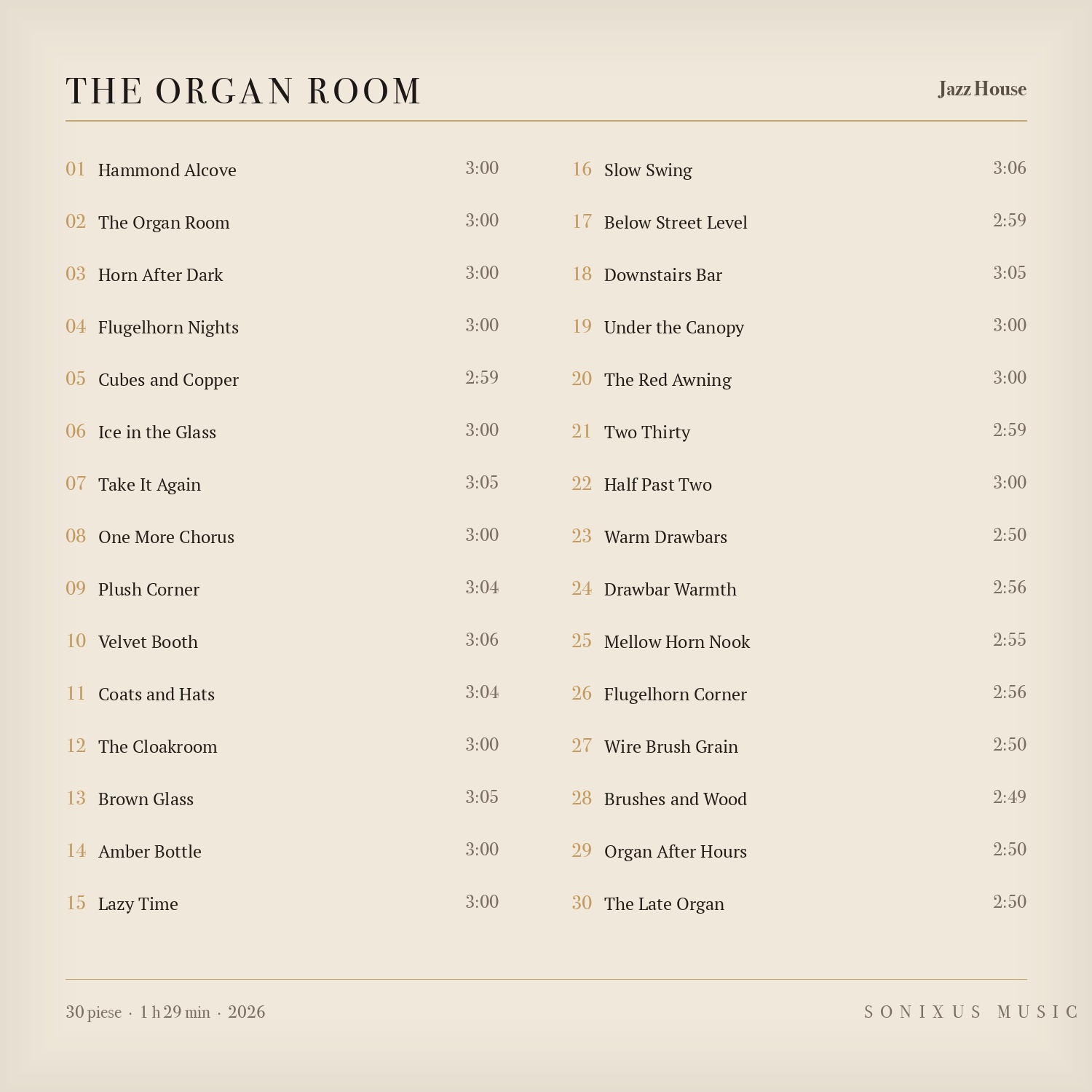The Organ Room — tracklist