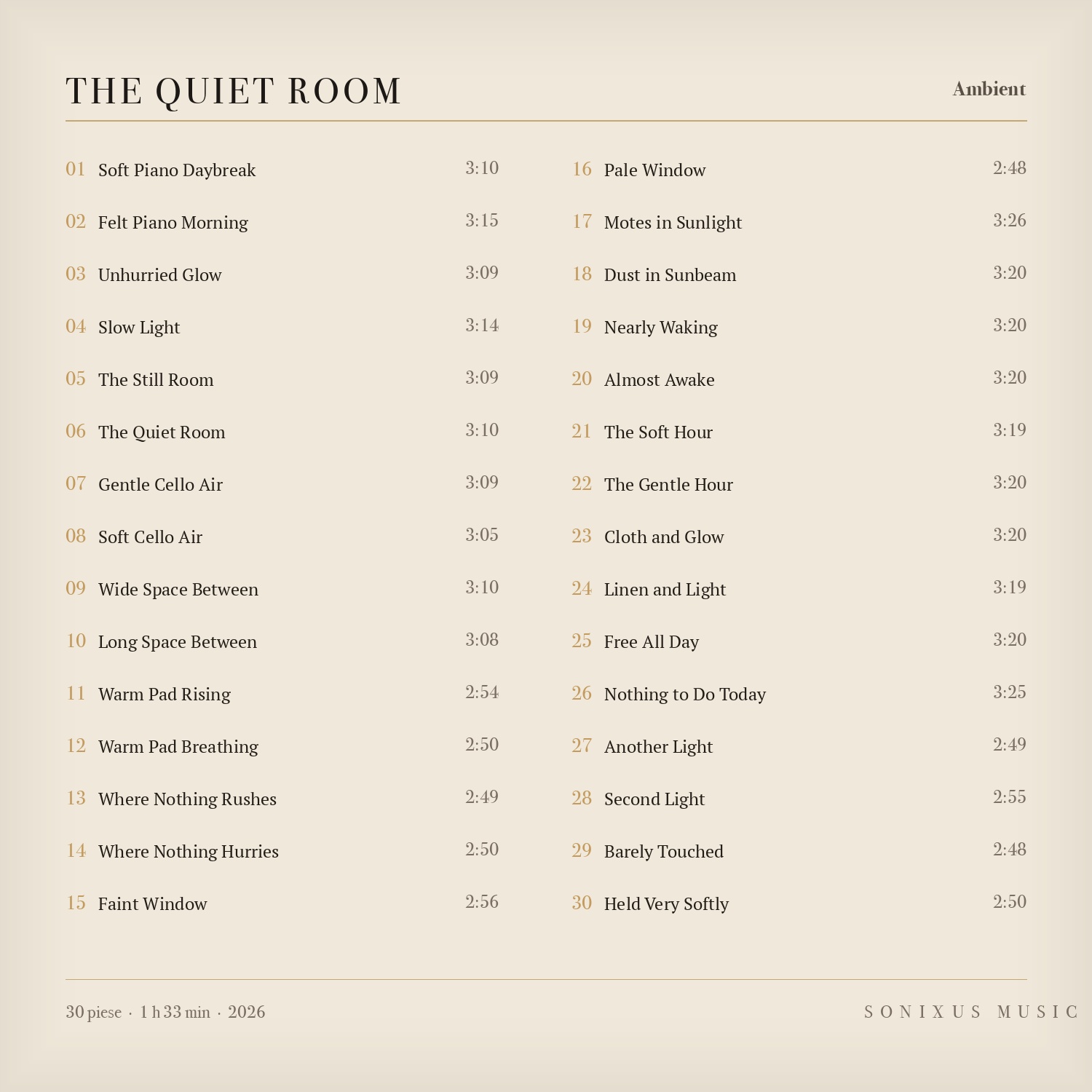 The Quiet Room — tracklist