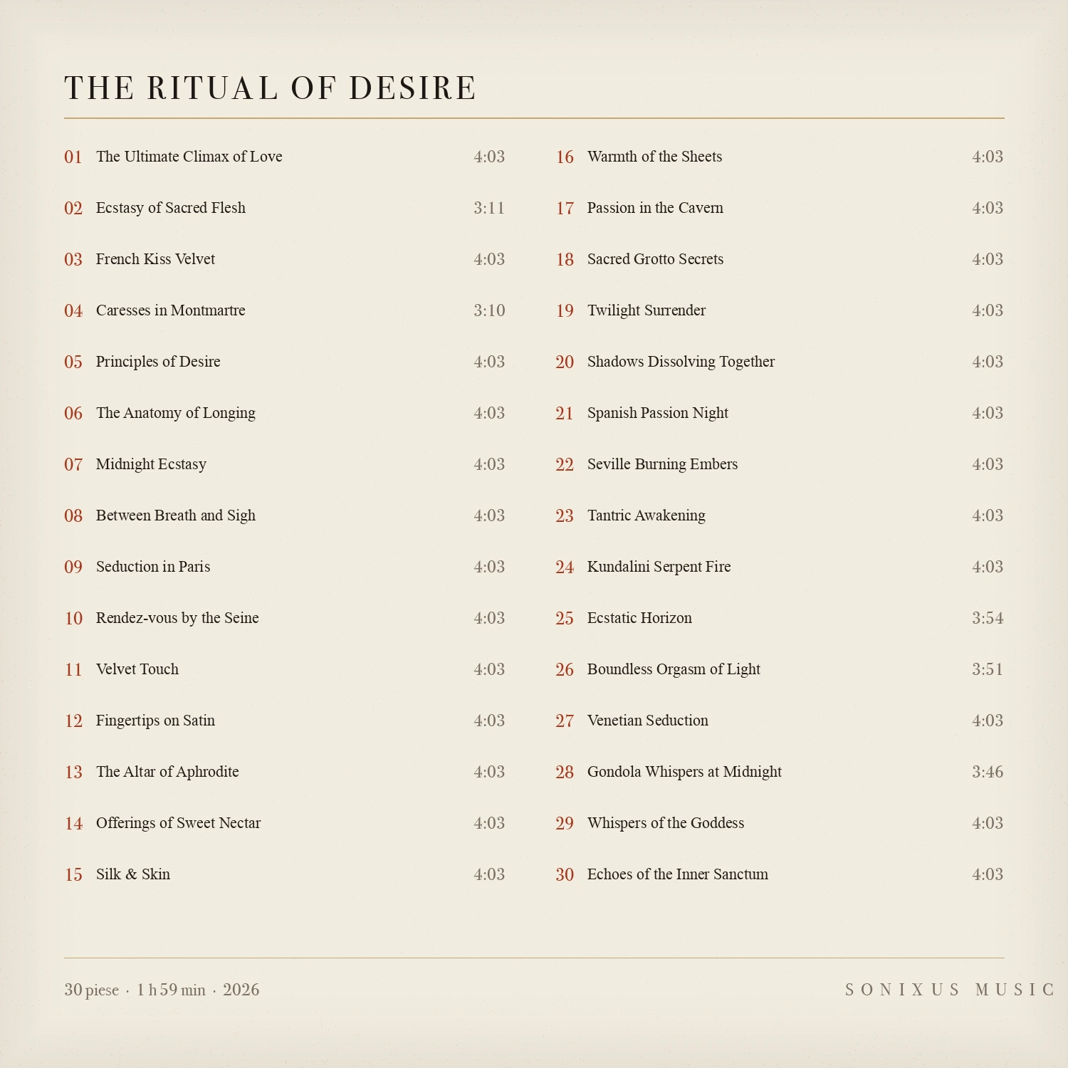 The Ritual of Desire — tracklist