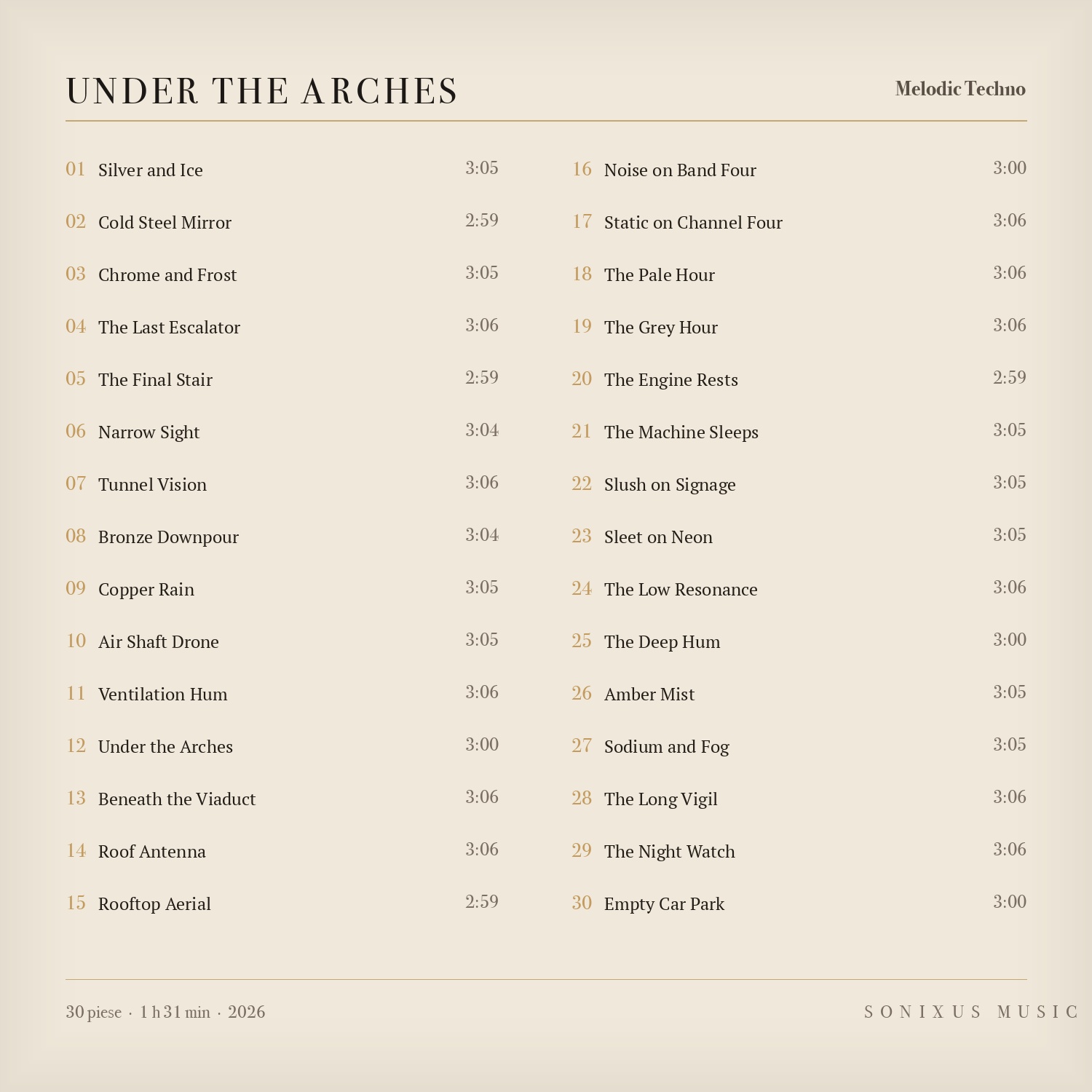 Under the Arches — tracklist