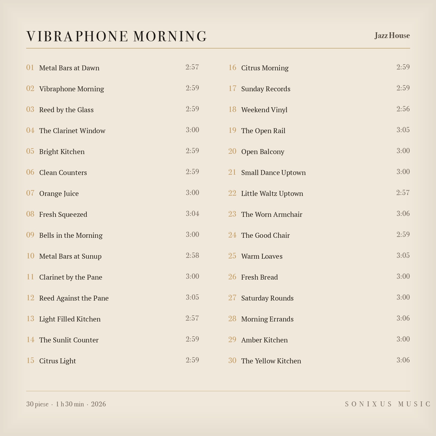 Vibraphone Morning — tracklist
