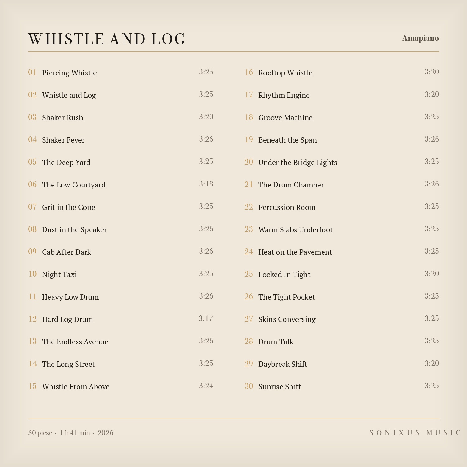 Whistle and Log — tracklist