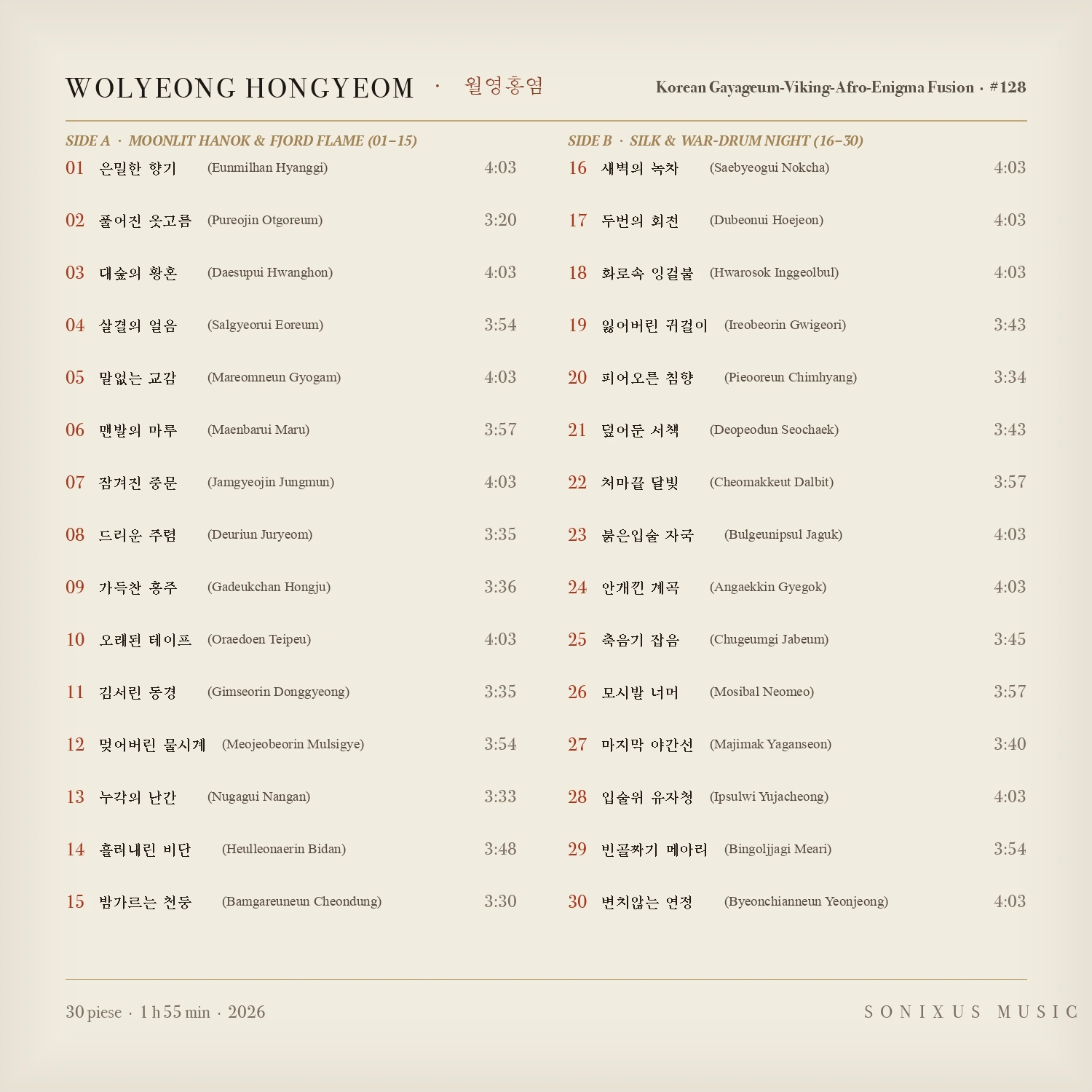 Wolyeong Hongyeom — tracklist